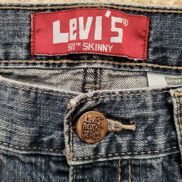 Levis 511 Skinny Blue Jeans Boys 16 Reg 28x28 Denim Mens Blue Slim - Picture 7 of 9